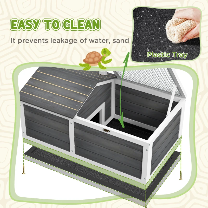 PawHut 34" Wooden Tortoise Habitat Tortoise Enclosure Indoor/Outdoor Use