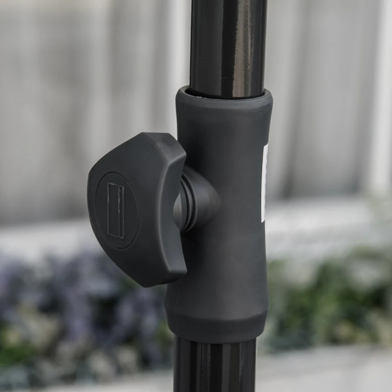 Outsunny 6.5x4ft Rectangle Patio Umbrella Aluminum Tilt Adjustable Garden Parasol Sun Shade Outdoor Canopy Beige