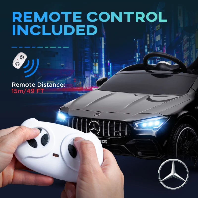 Qaba Mercedes-Benz AMG Licensed 12V Ride on Car, Kids Electric Car with Remote Control, Spring Suspension, LED Lights, Black