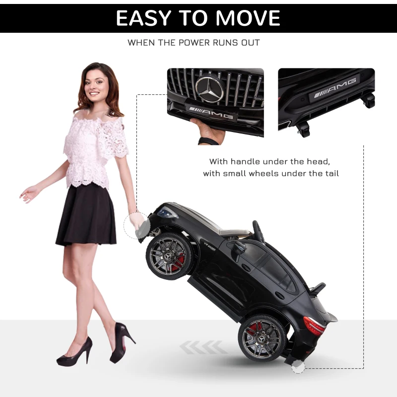Aosom 12V Toddler Ride On Car with Remote Control, Mercedes Benz AMG GLC63S Coupe, Electric Car with 2 Speed, MP3 Player, Light, Horn, Songs, Suspension, Black(m-5)