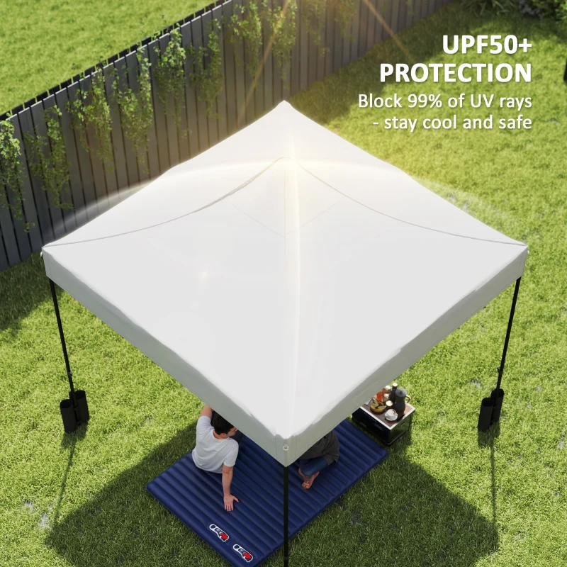 Outsunny 10' x 10' Replacement Canopy Top for Pop Up Canopy Tent with 4 Sand Bags, UPF50+ Protection, White