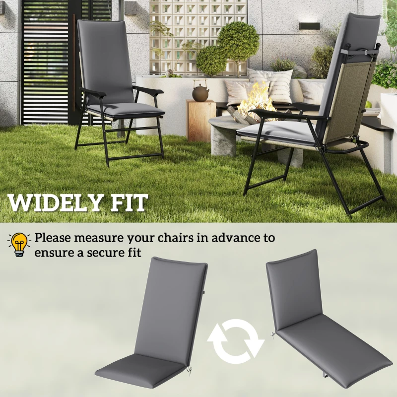 Outsunny Outdoor Chair Cushions Set of 2 High Back Patio Seat Cushions UPF50+ Fade Resistant Yarn-Dyed Polyester, Dark Grey