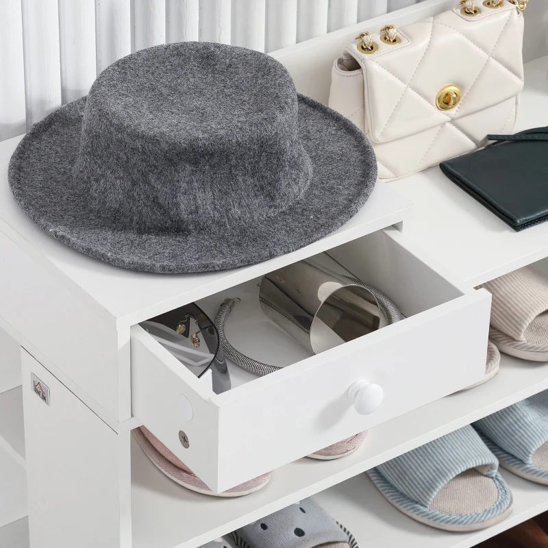 HOMCOM Shoe Rack Storage Shoe Organizer with Drawer, Boot Rack, for Entryway Closet Hallway, 35.4"x11"x41.7", White