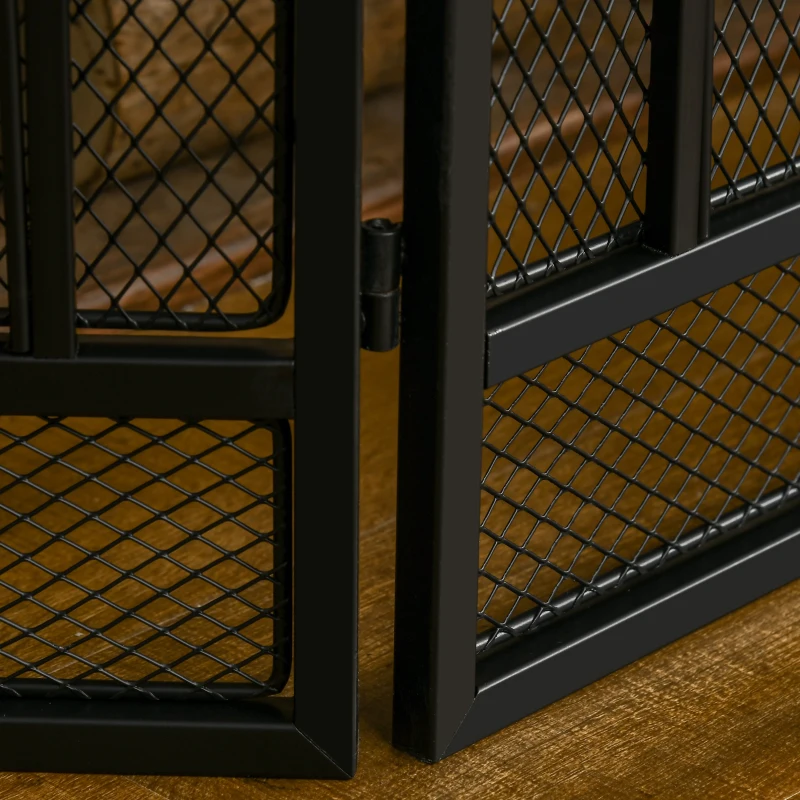 HOMCOM 3-Panel Folding Fireplace Screen, Metal Mesh Fire Spark Guard for Wood Burning, 49.5" x 31.5", Black