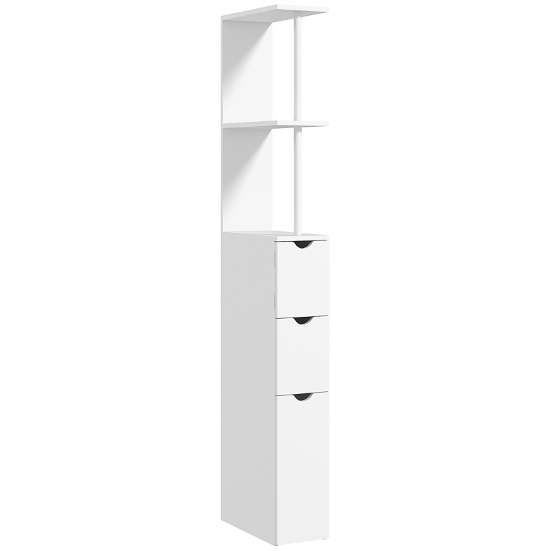 HOMCOM Tall Bathroom Storage Cabinet, Narrow Bathroom Cabinet with Drawers and Open Shelves for Small Spaces, White