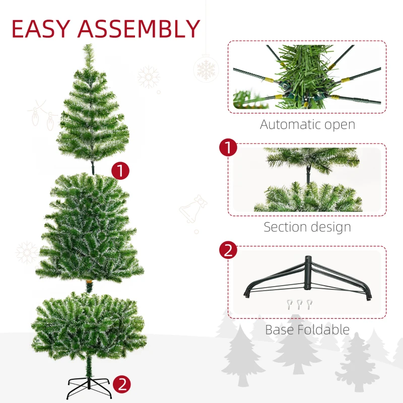 HOMCOM 7FT Christmas Tree Artificial Classic Tree Holiday Indoor Decoration, with Mental Support 968 Tips, Green