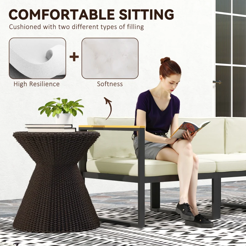 Outsunny Replacement Cushions for Rattan Furniture, 14 Piece Outdoor Seat Cushion Pad for Patio Set, 7 Seat and 7 Back, Cream