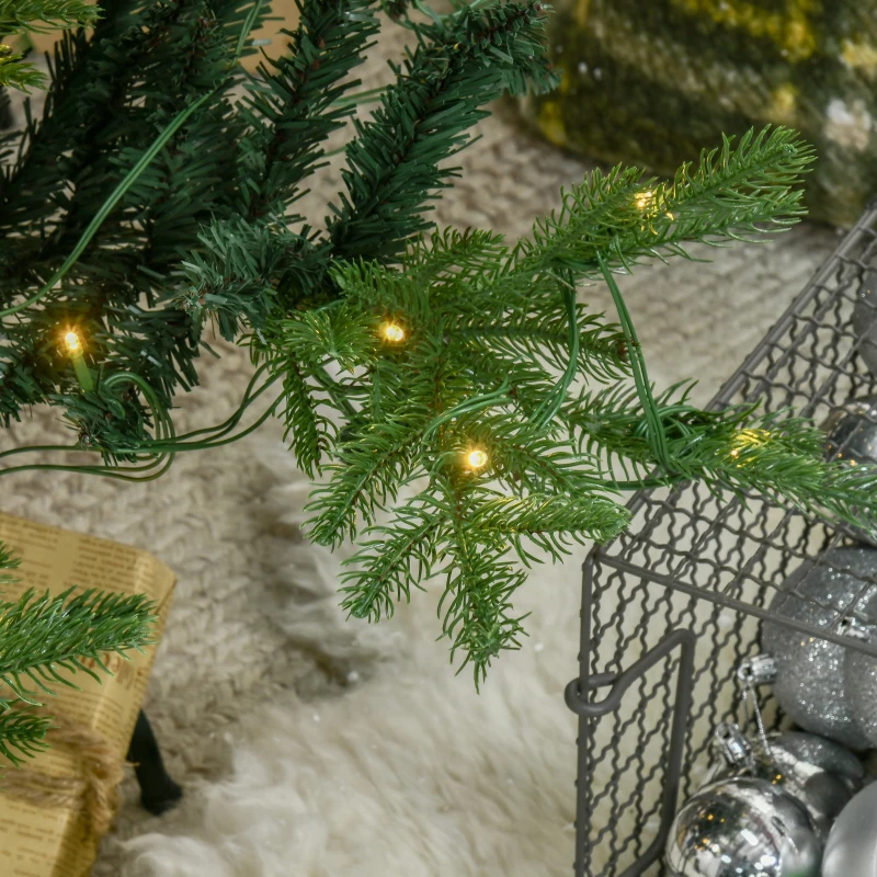 HOMCOM 8 Foot Prelit Artificial Christmas Tree with 1026 Realistic Branches, Warm White LED lights, Auto Open, Green