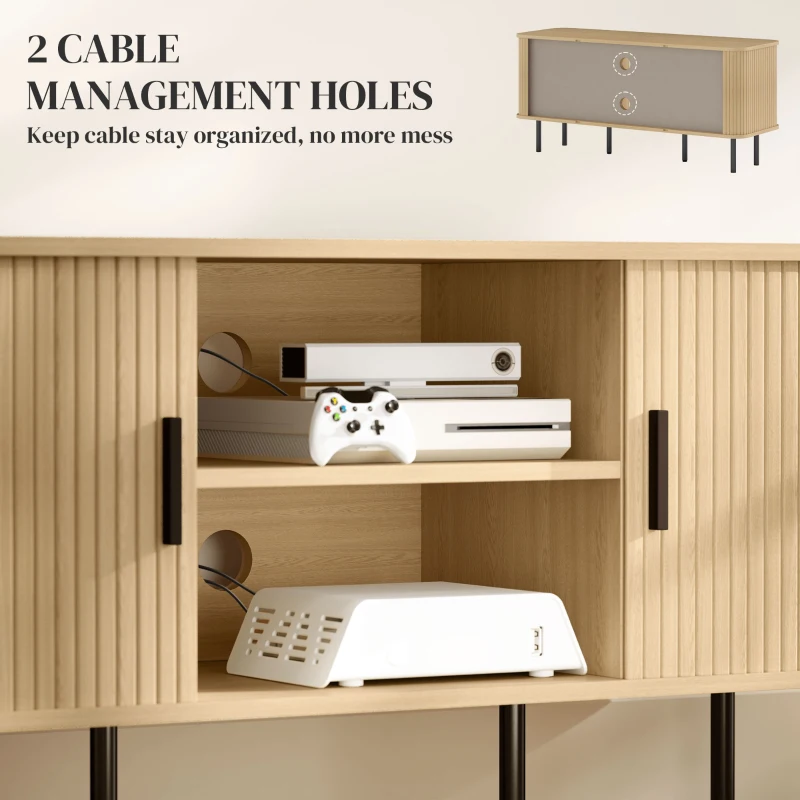 HOMCOM TV Stand Cabinet for TVs up to 55 Inches, TV Unit with Storage Shelves and Cabinets for Living Room, Oak Tone