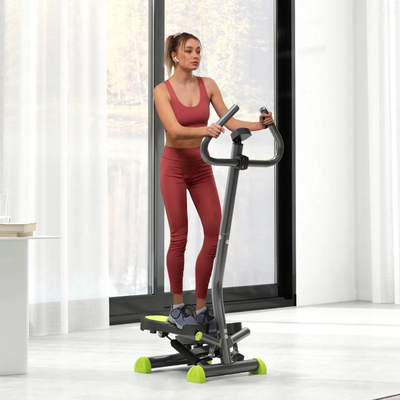 Soozier Twist Stepper Exercise Machine with Adjustable Resistance, LCD Screen - Grey & Green