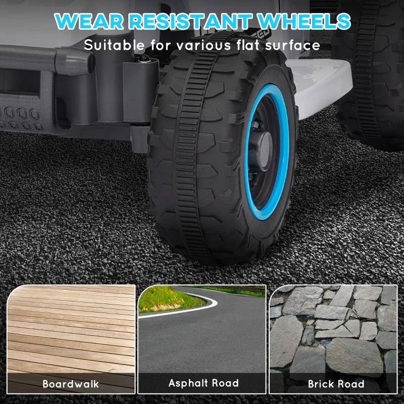 Qaba 6V Kids ATV Quad, 4 Wheeler Battery Powered Electric Ride on Car w/ Lights, Forward Backward, White