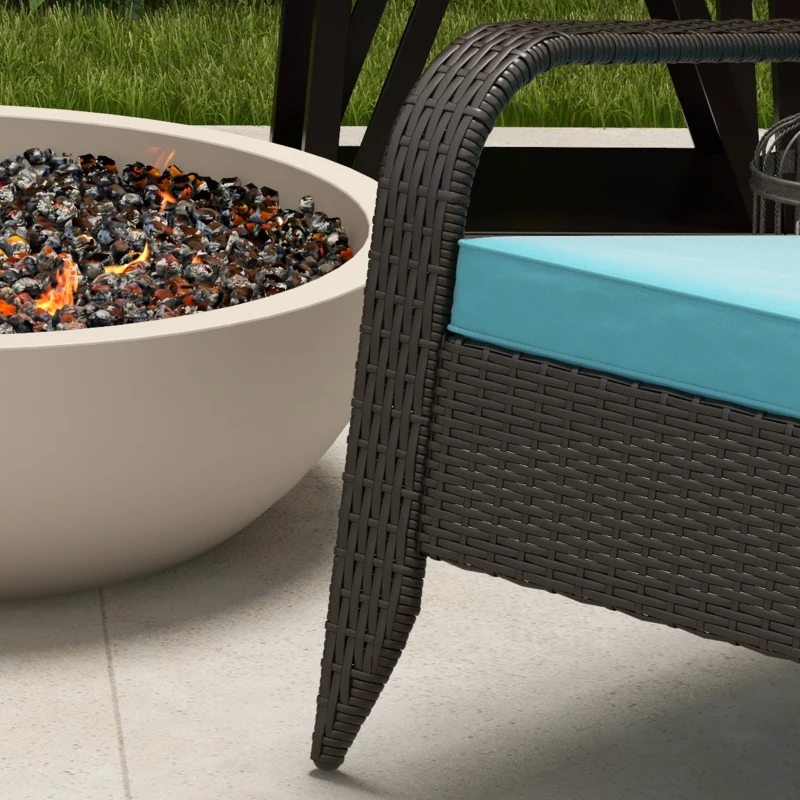 Outsunny Patio Wicker Adirondack Chair, Outdoor Rattan Muskoka Chair with Cushions for Patio, Garden, Backyard Turquoise