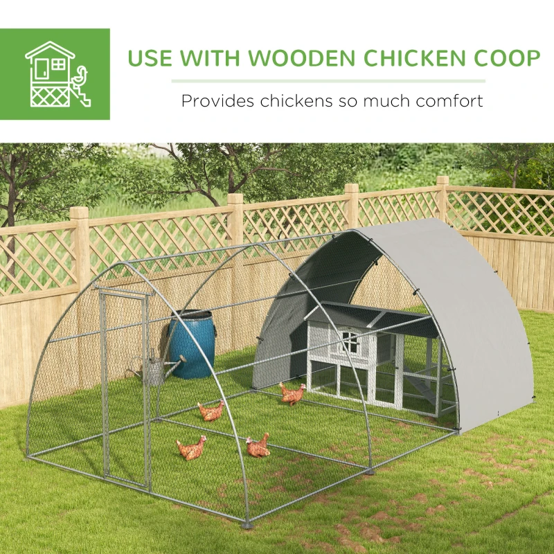 PawHut Metal Chicken Coop with Waterproof and Anti-UV Cover, Walk in Poultry Cage Outdoor for 14-18 Chickens, 10'x18.4'x7.2'