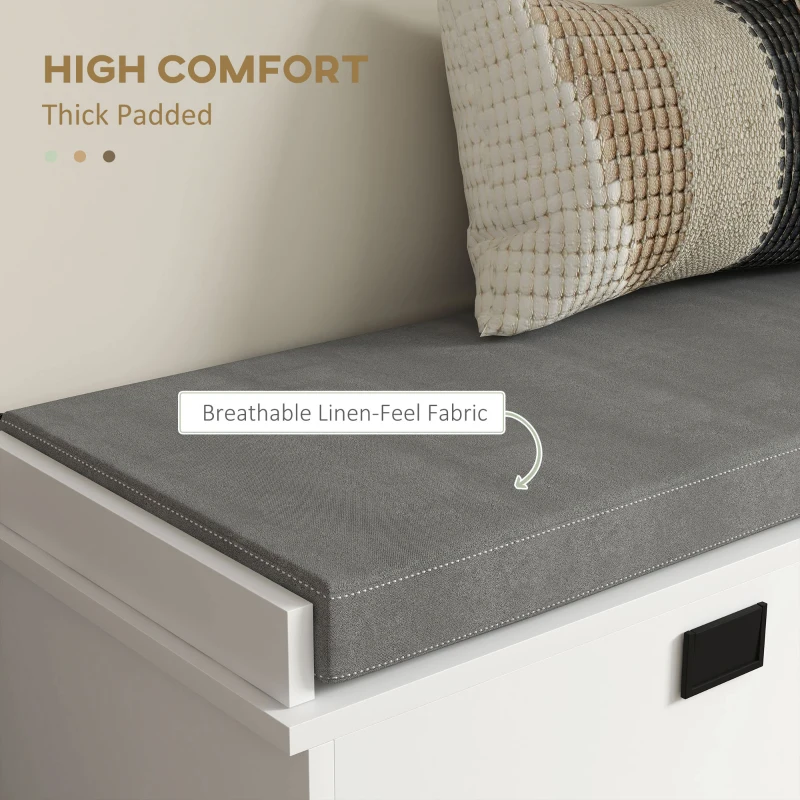 HOMCOM Shoe Storage with Seat, Upholstered Hallway Bench, Shoe Bench with Flip Drawer and Side Rack for 6 Pairs of Shoes