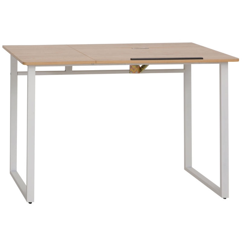 HOMCOM Computer Desk Writing Table with Small Angle Adjustable Tabletop for Drawing Home Office Workstation, Oak