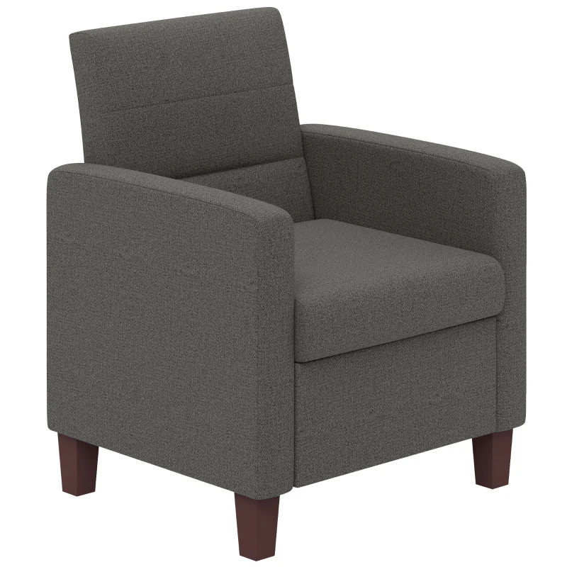 HOMCOM Fabric Accent Chair, Modern Armchair with Seat Cushion and Non-Slip Pads for Living Room, Bedroom, Dark Grey