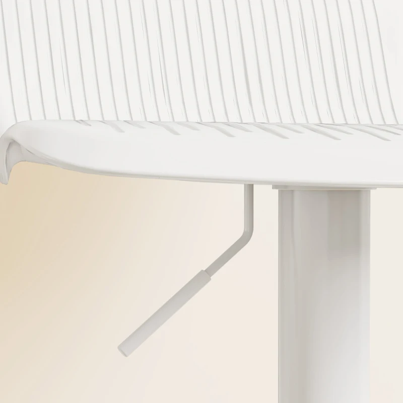 HOMCOM Polypropylene Bar Stools Set of 2, Swivel Barstools with Adjustable Height, Footrest and Backrest, White