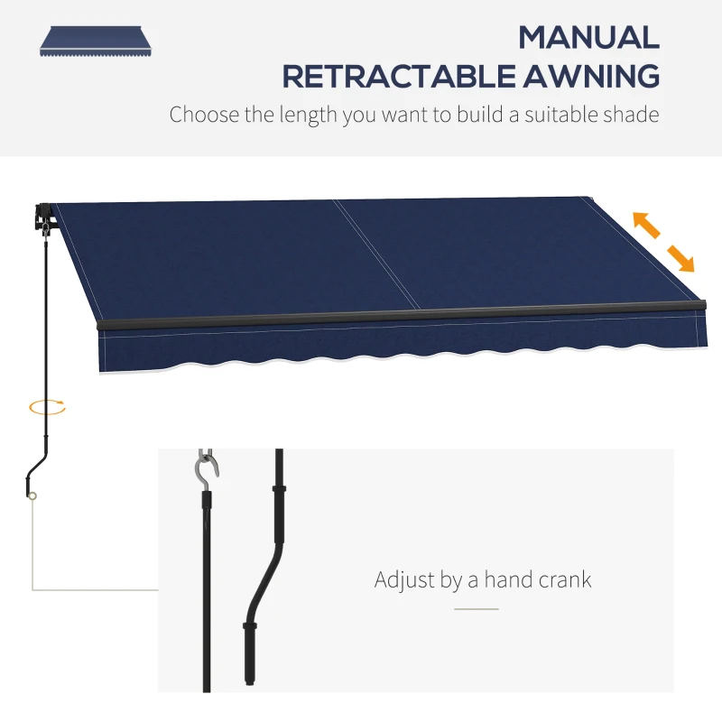 Outsunny 10' x 8' Retractable Awning, 280gsm UV Resistant Sunshade Shelter for Deck, Balcony, Yard, Blue