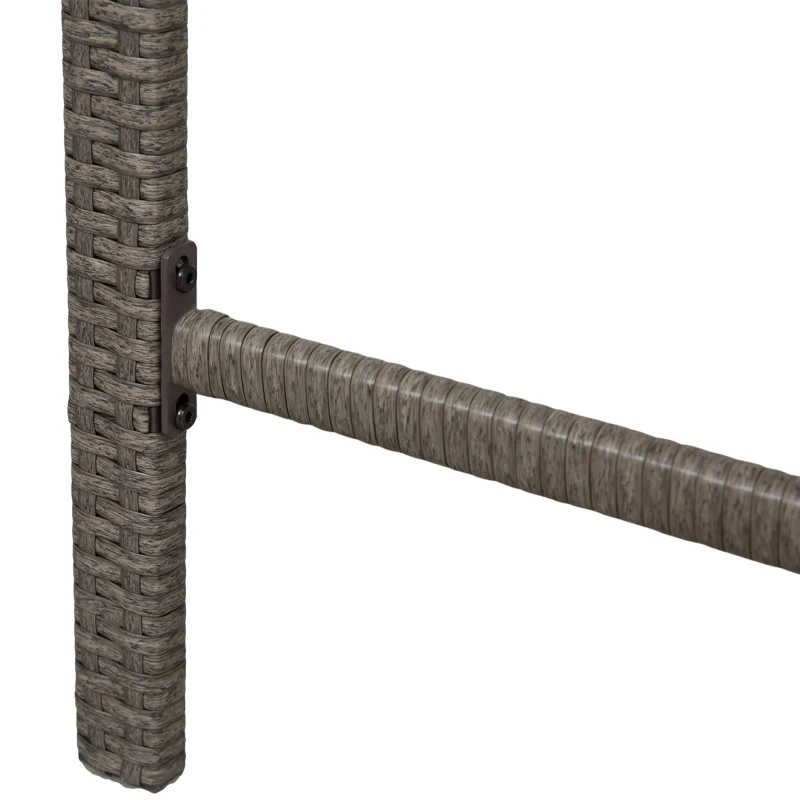 Outsunny 3 Pieces Patio Bar Set Wicker Garden Bistro Set Outdoor Furniture PE Rattan Table and Stools with Seat Cushion, Grey