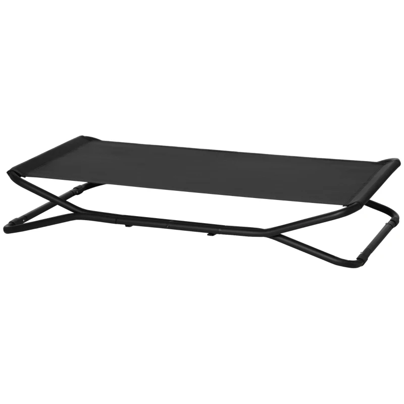PawHut 47.5" Elevated Foldable Cool Dog Bed for Medium Dog, Indoor Outdoor Raised Pet Cot with Breathable Mesh, Black