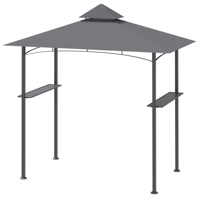 Outsunny 8' x 5' BBQ Grill Gazebo Tent with Double Tiered Canopy for Outdoor Sun Shade, Grey