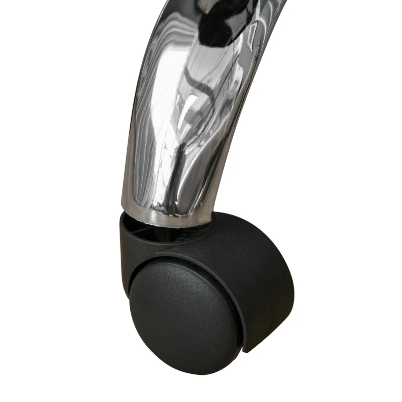 HOMCOM Round Rolling Stool with Height Adjustable Lift, Vanity Chair with Luxury Style Upholstery, Office Chair with Swivel Seat and Wheels for Work Spa Salon, Black