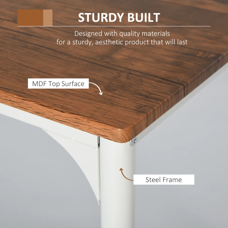 HOMCOM 5 Piece Dining Table Set for 4, Space Saving Kitchen Table and 4 Chairs, Rectangle, Steel Frame for Dining Room