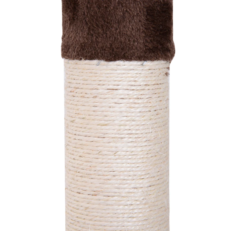 PawHut 102" Adjustable Height Floor to Ceiling Cat Tree, 5 Level Cat Tower with Scratching Posts, Hammock, Brown