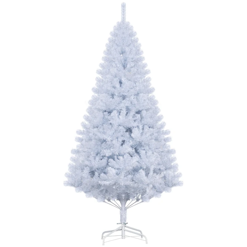 HOMCOM 6ft White Christmas Tree Artificial Christmas Tree with 928 Branch Tips and Metal Stand