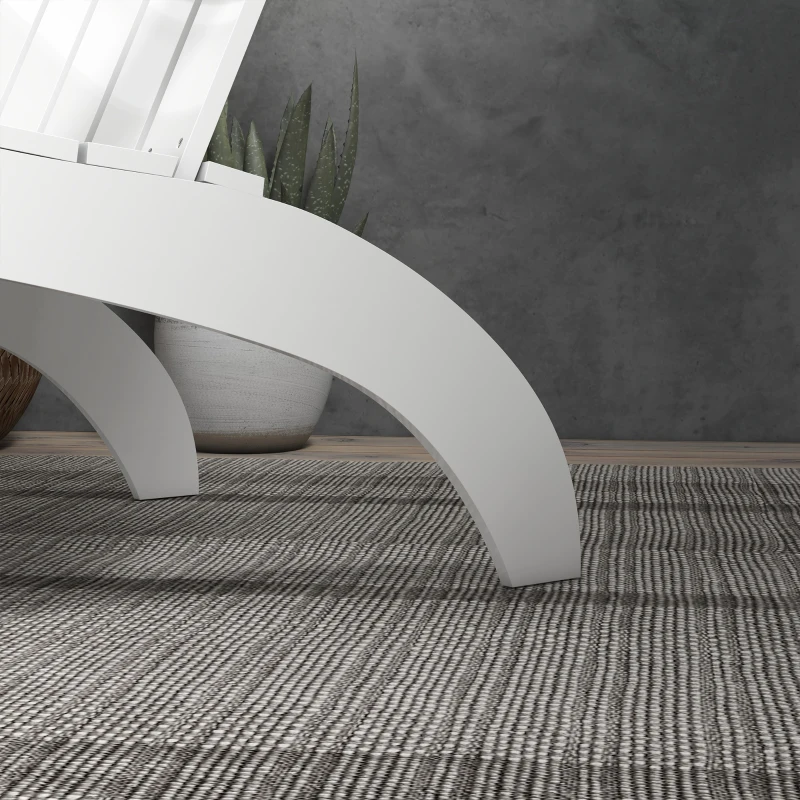 Outsunny Adirondack Chair Patio Muskoka Chair, Outdoor Poplar Wood Fire Pit Chair, Pre-Assembled Backrest Chaise Adirondack with High-back, Large Seat, for Deck, Garden, White