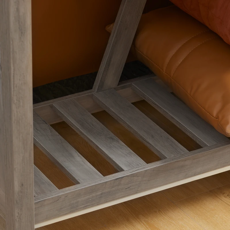 HOMCOM Farmhouse Entryway Table, Rustic Console Table with Storage Shelf for Living Room and Hallway, Distressed Grey