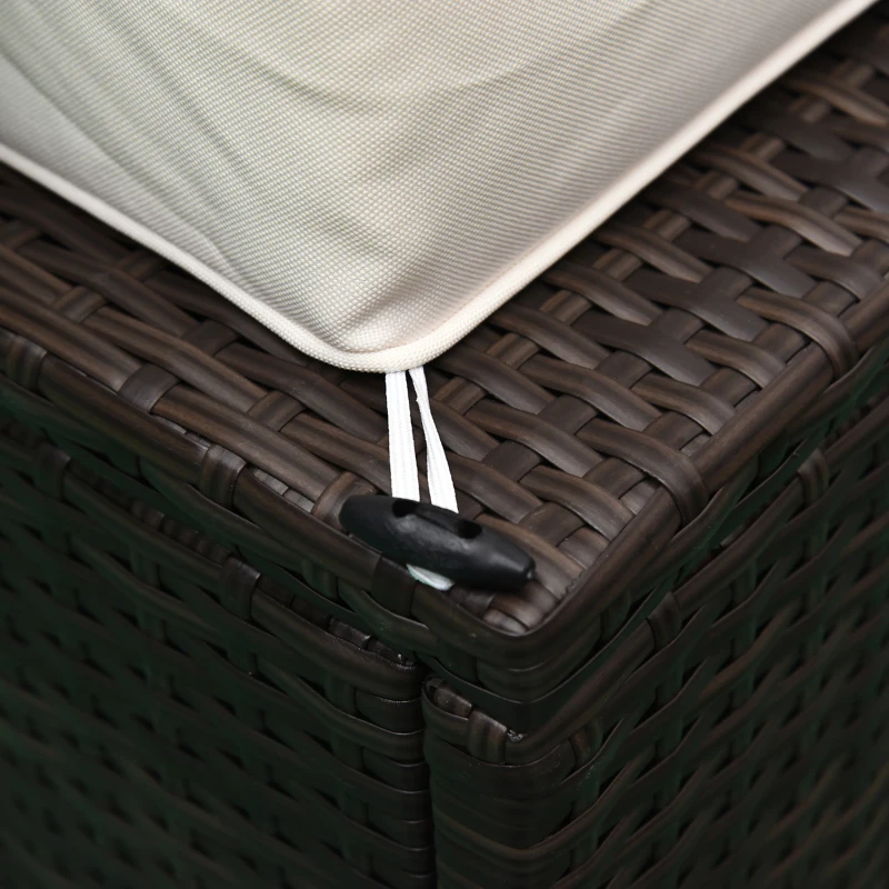 Outsunny 6 Piece Patio Furniture Set Outdoor Wicker Conversation Set All Weather PE Rattan Sectional Sofa Set with Ottoman, Cushions and Tempered Glass Table, Mixed Brown and Cream White