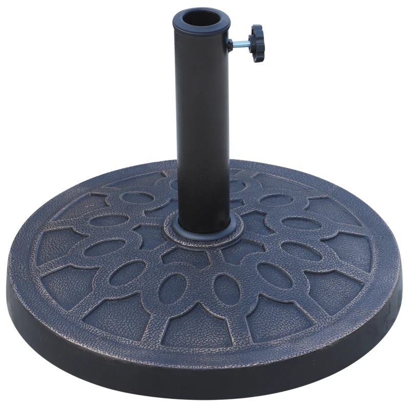 Outsunny Resin Round Patio Umbrella Stand Base Coated Pole Market Garden Umbrella Holder Parasol Holder Bronze