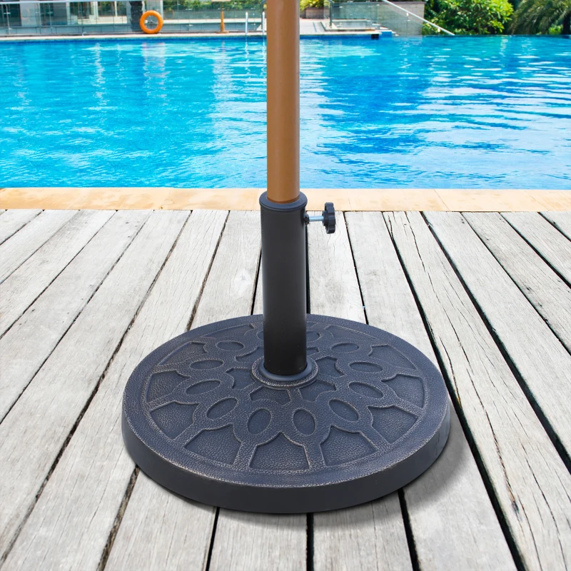 Outsunny Resin Round Patio Umbrella Stand Base Coated Pole Market Garden Umbrella Holder Parasol Holder Bronze