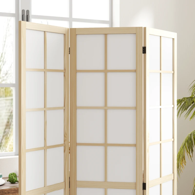HOMCOM 3 Panel Room Divider, 5.6 ft Folding Wall Divider Room Partition for Home Office, Bedroom