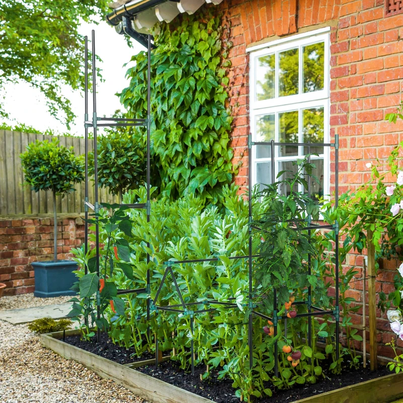 Outsunny 3 Pack Tomato Cage Set, 72 Inch DIY Tomato Plant Support Trellis, Tomato Trellis for Climbing Vegetables, Flowers and Fruits, Dark Green