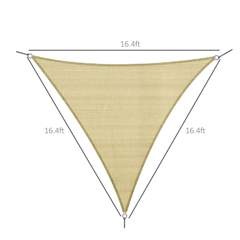 Outsunny Triangle 16.4' Canopy Sun Sail Shade Garden Cover UV Protector Outdoor Patio Lawn Shelter with Carrying Bag (Sand)