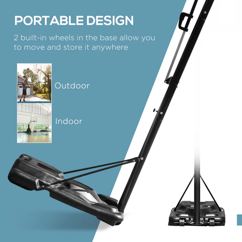 Soozier Portable Basketball Hoop System Stand Simple Lift Function from 8-10ft Adjustable for Youth Adults Indoor Outdoor Play