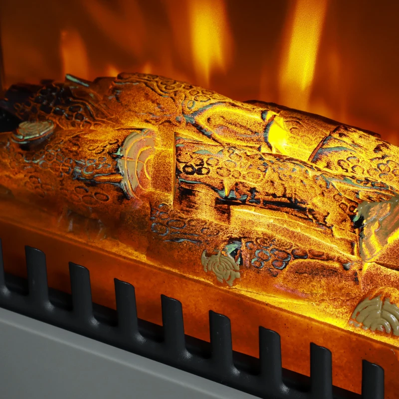HOMCOM Fireplace Stove, Electric Fireplace Heater with Realistic LED Flames and Logs, 725W/1450W, Gray