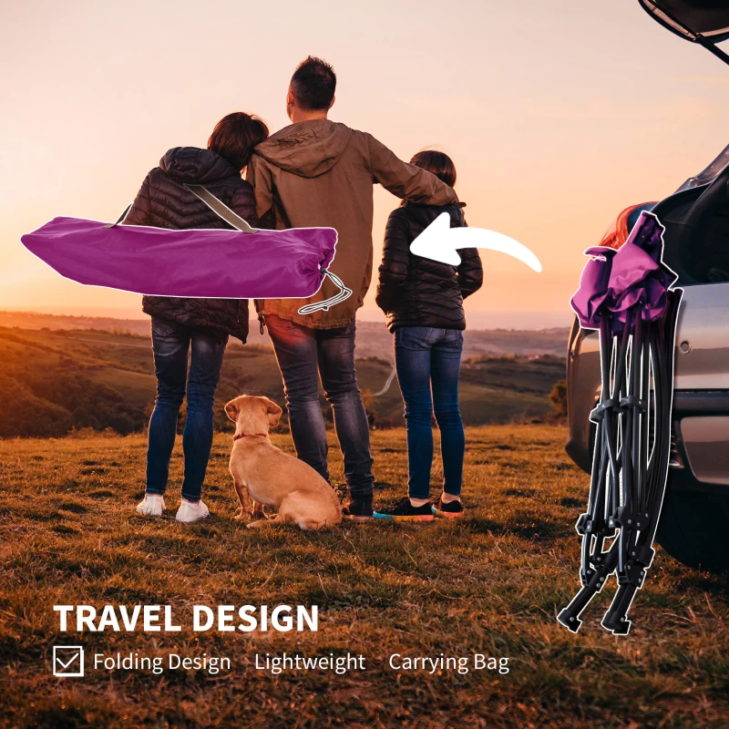 Outsunny Outdoor Rocking Chair Folding Camping Chair Portable Rocker with Armrests, Side Cup Holders, & Carry Bag, Red