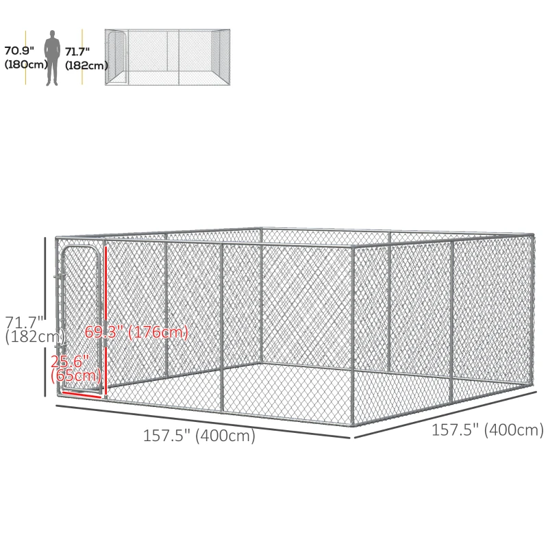 PawHut 172.2 Sq. Ft. Dog Playpen Outdoor with Galvanized Steel Frame, for Small and Medium Dogs, 13' L x 13' W x 5.9' H