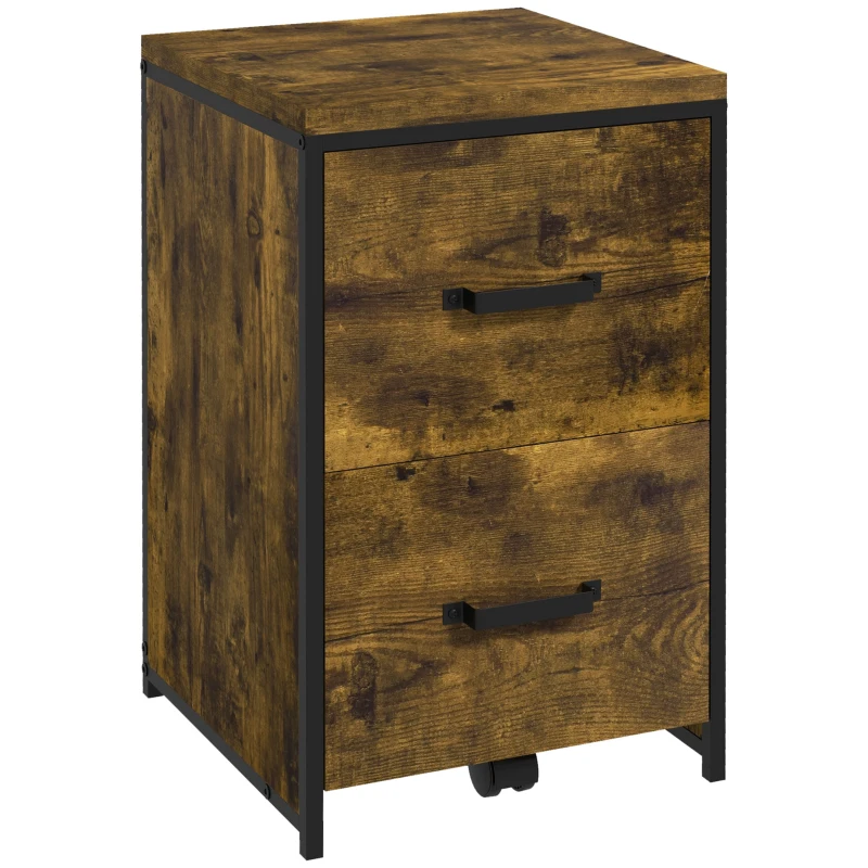 Vinsetto Industrial File Cabinet, Vertical Filing Cabinet on Wheels for A4 Size, Home Office