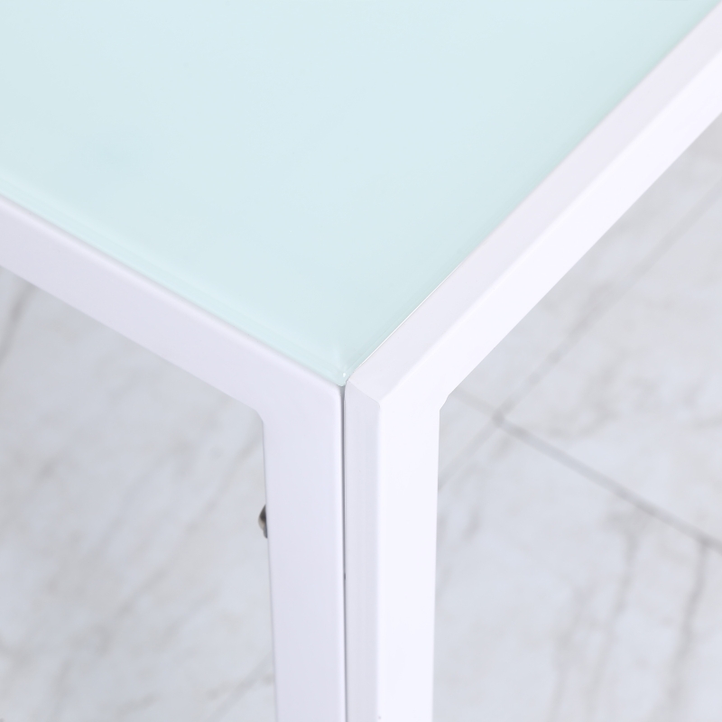 HOMCOM Rectangular Kitchen Table for 4 People, Dining Table with Tabletop Tempered Glass for Dining Room, Living Room, White