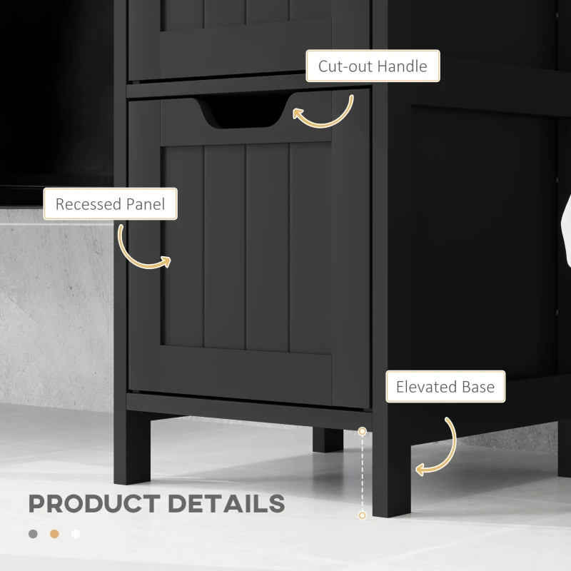 kleankin Narrow Bathroom Cabinet with 3 Drawers and 2 Tier Shelf, Tall Cupboard Freestanding Linen Tower, Black