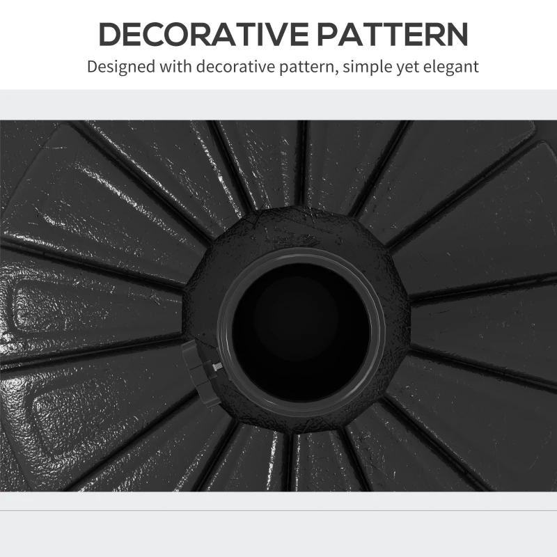 Outsunny Umbrella Base, Heavy Duty Concrete Base Holder with Steel Pole, Round Parasol Stand for Patio, Outdoor, Backyard, Black