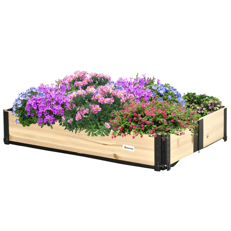 Outsunny Foldable Raised Garden Bed, Wooded Elevated Ground Planter Box with Insert Extended Steel Corners, 47 x 31 x 9in, for Vegetables, Flower, Herb