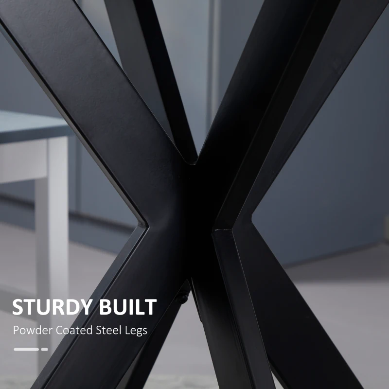 HOMCOM 29" Dining Table, Contemporary Round Kitchen Table with Steel Legs, Brown