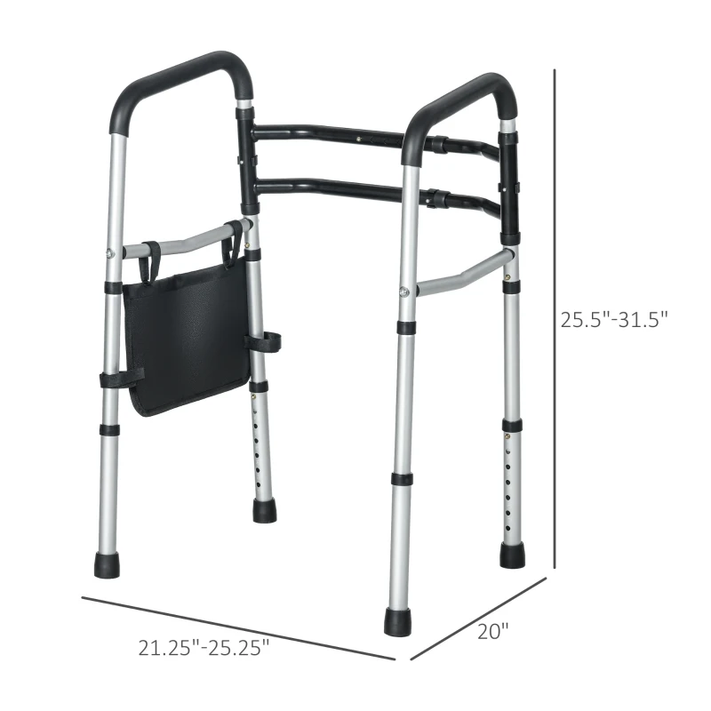 HOMCOM Toilet Safety Rails with Adjustable Height, Silver