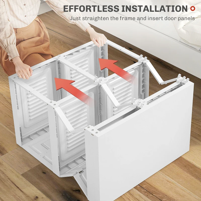 HOMCOM Portable Wardrobe, Foldable Clothes Storage Organizer with 6 Compartments, Magnet Doors, Easy Assembly, White