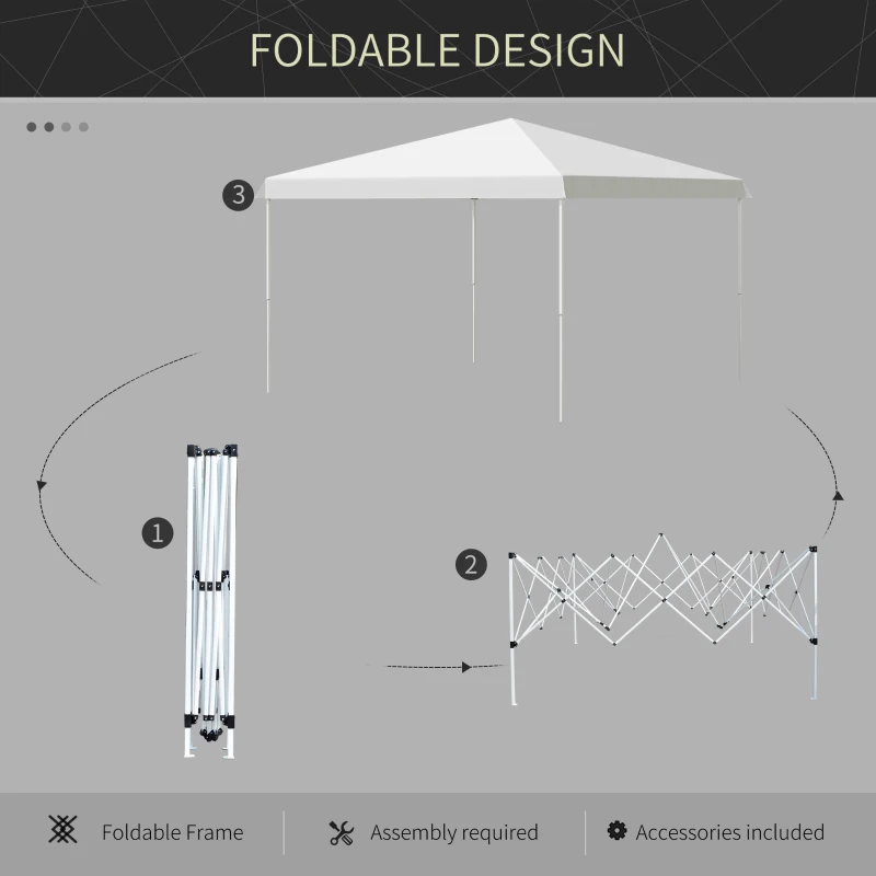 Outsunny 13' x 13' Pop Up Canopy Height Adjustable, Instant Pop Up Canopy Tent with Carrying Bag, Portable Gazebo Tent, White